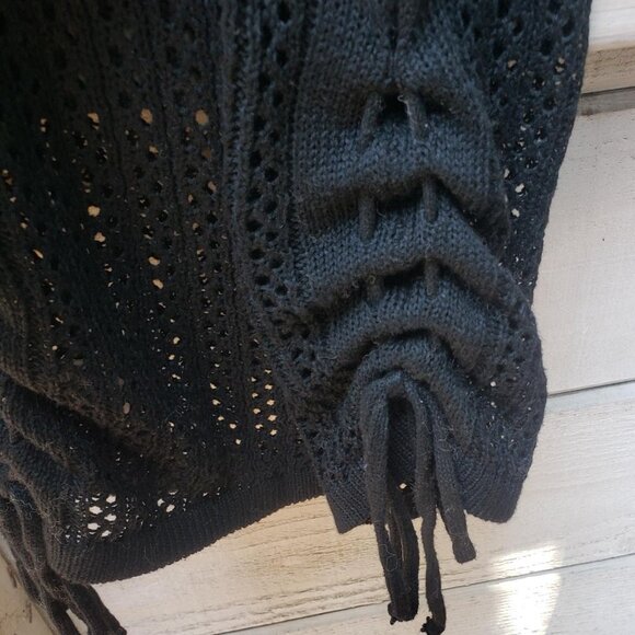 Black knit/mesh-y cover-up with side ties - Picture 5 of 10